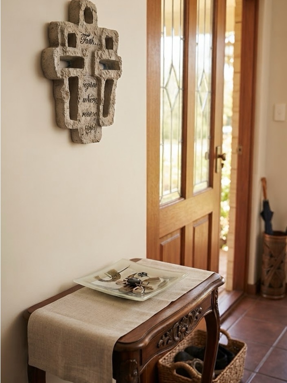 Neutral Gray Decorative Wall Cross - Brand Unspecified